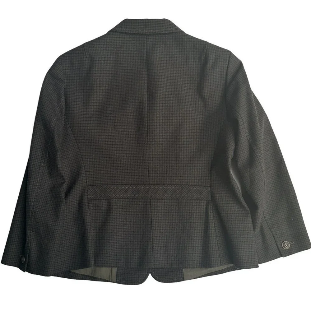 Fossil Blazer Jacket Women's Size 6 Brown‎ Plaid Lined Equestrian Button Pockets